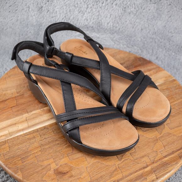 Clarks Women's Tuleah May Black Leather Womens Size 10 26177379 - Picture 1 of 7